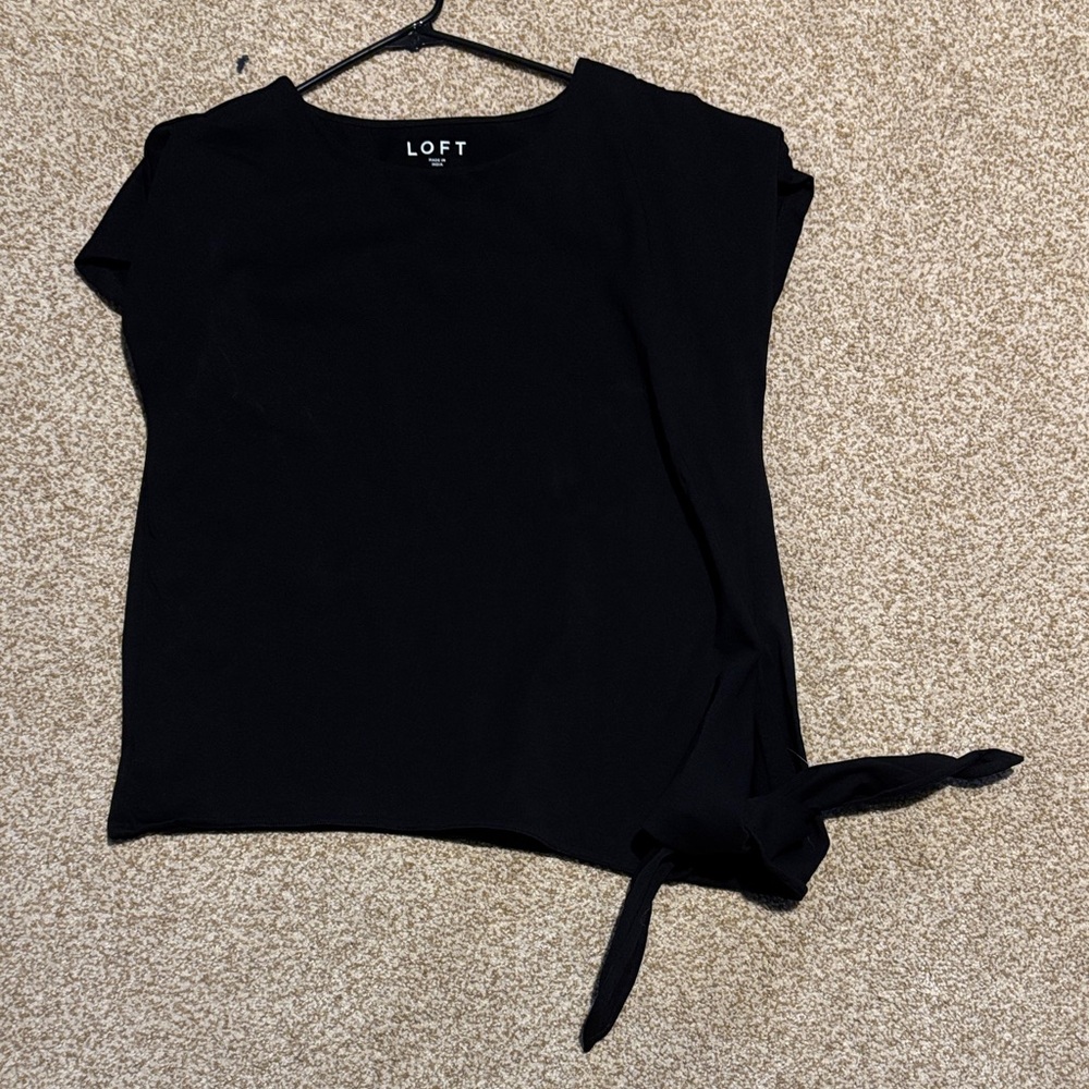 LOFT Black Tie-Detail Blouse